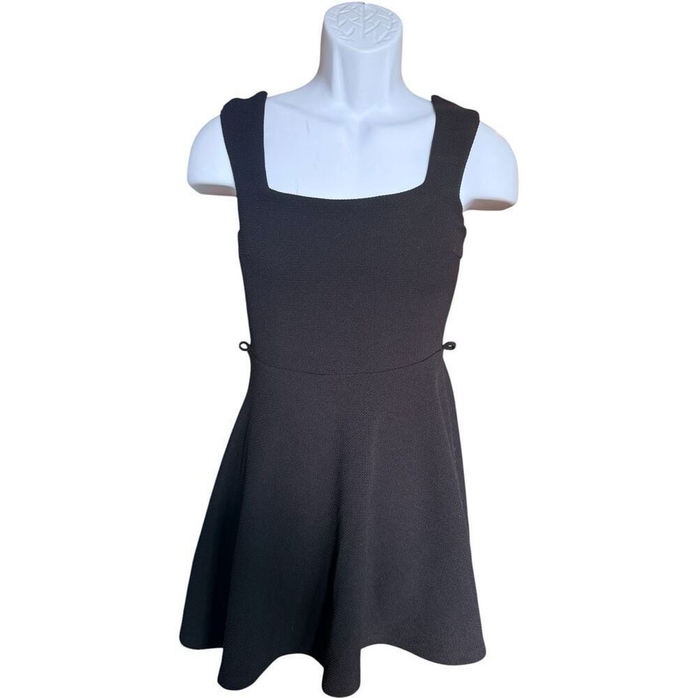 Womens Agaci Textured Black Sleeveless Fit & Flare Skater Dress - Sz S